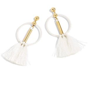 J.Crew Tassel Hoops in White